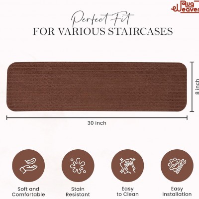 Non-Slip Carpet Stair Treads (7 Pack) - Easy Installation - Safety Protection Anti-Skid Rug Pads for Kids and Pets - Self-Adhesive Step Mats for Stairs – 20 x 76 cm (7, BROWN) – 7 – Black