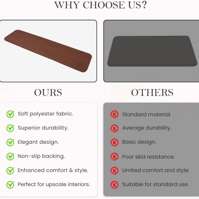 Non-Slip Carpet Stair Treads (7 Pack) - Easy Installation - Safety Protection Anti-Skid Rug Pads for Kids and Pets - Self-Adhesive Step Mats for Stairs – 20 x 76 cm (7, BROWN) – 13 – Grey