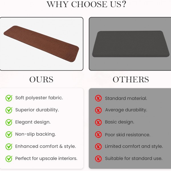 Non-Slip Carpet Stair Treads (7 Pack) - Easy Installation - Safety Protection Anti-Skid Rug Pads for Kids and Pets - Self-Adhesive Step Mats for Stairs – 20 x 76 cm (7, BROWN) – 13 – Grey