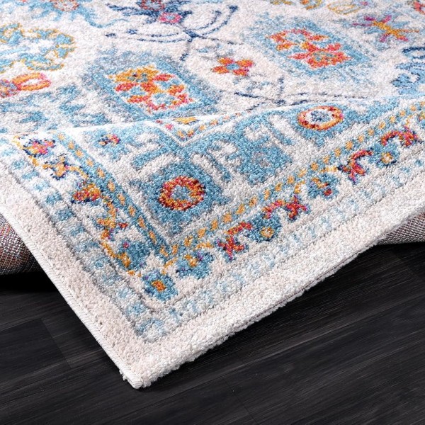 Area Rugs For Living Room, Bedroom, Kitchen, Dining Room | Oriental Design Carpet | Soft Medium Pile | Traditional Vintage Rug | Stain Resistant (Cream Blue, 160X230 CM) – 80 x 300 cm (Rectangular) – Cream Gold