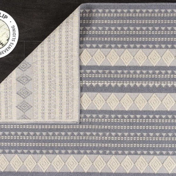 Rugs Living Room - Washable Rug - Area Rug - Non-Slip Rugs Carpet - 100% Cotton - Vintage Rug for Living Room Bedroom Kitchen - Kid and Pet Friendly Rug - Boho Rug (GREY RUG, 80X150 CM) – Grey Rug – 60 x 130 cm (Rectangular)
