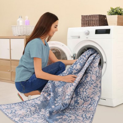 Machine Washable Area Rug for Living Room, Bedroom & Kitchen - Non Slip – 4 mm Low Pile Carpet - Vintage Rug - Pet Friendly & Kid Friendly Rugs (BLUE, 80X150) – Burgundy – 160 x 230 cm (Rectangular)