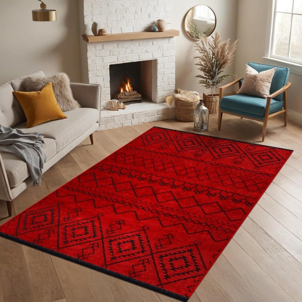 Rugs Living Room - Machine Washable Rug, Low Pile Non-Slip Area Rug - Area Rugs for Livingroom Bedroom Kitchen - Pet Friendly Carpet, Modern Room Decor (Red, 120X180) – Grey – 120 x 180 cm (Rectangular)