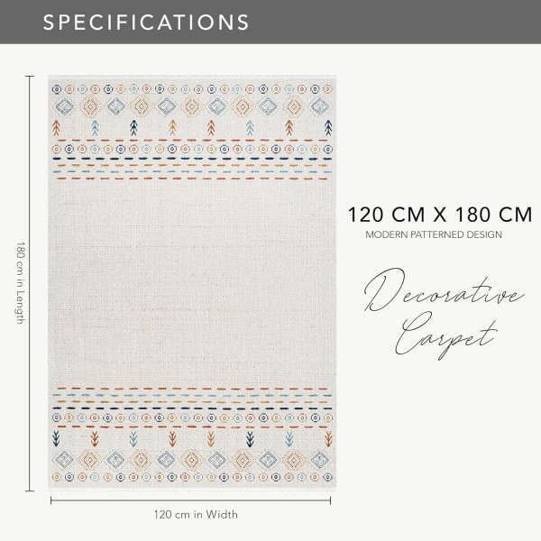 Area Rug for Living Room - Ultra-Soft Low Pile Carpet | Soft Micro Polyester, Non-Shedding & Shed-Resistant | Modern Rugs for Bedroom, Large Rugs, Hallway, Carpets (LIGHT BEIGE, 120X180) – Multicolor 2 – 120 x 180 cm (Rectangular)