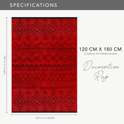 Rugs Living Room - Machine Washable Rug, Low Pile Non-Slip Area Rug - Area Rugs for Livingroom Bedroom Kitchen - Pet Friendly Carpet, Modern Room Decor (Red, 120X180) – Red – 80 x 150 cm (Rectangular)