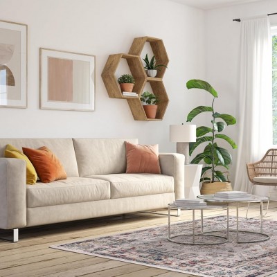 Vintage Area Rug for Living Room | Soft & Durable Carpet, Kid & Pet Friendly | Wilton Woven, Classic Distressed Medallion Design for Bedroom, Hallway & Kitchen (BEIGE, 80X150) – Beige – 80 x 150 cm (Rectangular)