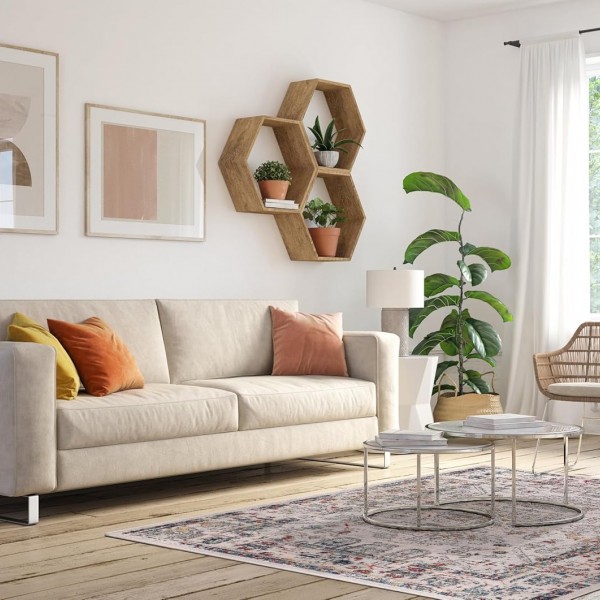 Vintage Area Rug for Living Room | Soft & Durable Carpet, Kid & Pet Friendly | Wilton Woven, Classic Distressed Medallion Design for Bedroom, Hallway & Kitchen (BEIGE, 80X150) – Beige – 80 x 150 cm (Rectangular)