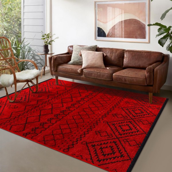 Rugs Living Room - Machine Washable Rug, Low Pile Non-Slip Area Rug - Area Rugs for Livingroom Bedroom Kitchen - Pet Friendly Carpet, Modern Room Decor (Red, 120X180) – Brown – 80 x 150 cm (Rectangular)