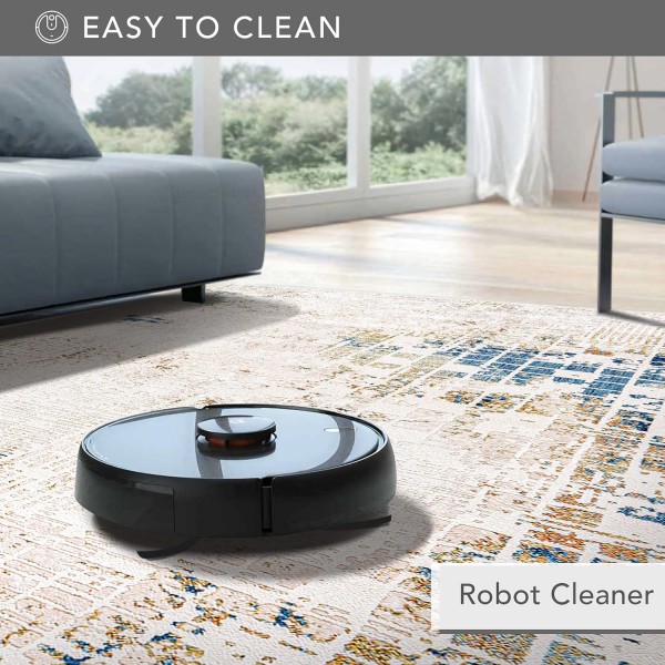 Area Rug for Living Room, Bedroom, Kitchen & Hallway – Low Pile Carpet – Bohemian, Contemporary, Scandinavian Style – Soft & Durable Beige, Gray, Blue Ivory Rug (BEIGE - BLUE, 200X290) – Beige -Gray – 160 x 230 cm (Rectangular)