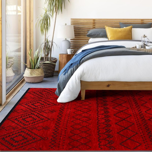 Rugs Living Room - Machine Washable Rug, Low Pile Non-Slip Area Rug - Area Rugs for Livingroom Bedroom Kitchen - Pet Friendly Carpet, Modern Room Decor (Red, 120X180) – Orange – 200 x 290 cm (Rectangular)