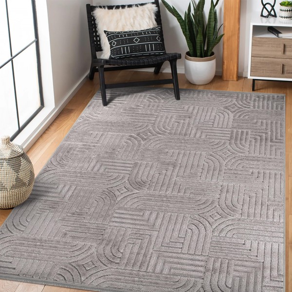 Area Rug for Living Room – Modern Textured Polypropylene Carpet | Non-Shedding, Medium Pile Geometric Rug for Bedroom, Dining Room & Home Decor (TAUPE, 120X180) – Ivory – 120 x 180 cm (Rectangular)
