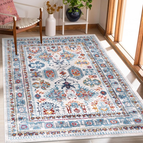 Area Rugs For Living Room, Bedroom, Kitchen, Dining Room | Oriental Design Carpet | Soft Medium Pile | Traditional Vintage Rug | Stain Resistant (Cream Blue, 160X230 CM) – 100 x 300 cm (Rectangular) – Cream Gold