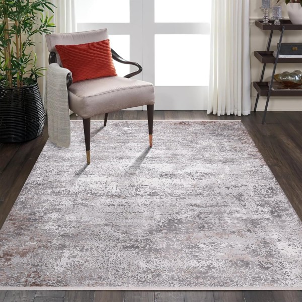 Luxe Area Rug for Living Room | Soft 8mm Pile, High-Density Wilton Woven Carpet | Fade Resistant, Luxury Geometric & Distressed Design for Bedroom, Hallway & Kitchen (ASH GRAY, 80X150) – Light Gray – 80 x 240 cm (Rectangular)