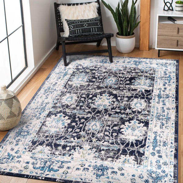 Area Rugs For Living Room, Bedroom, Kitchen, Dining Room | Oriental Design Carpet | Soft Medium Pile | Traditional Vintage Rug | Stain Resistant (Cream Blue, 160X230 CM) – 80 x 240 cm (Rectangular) – Blue Colorful