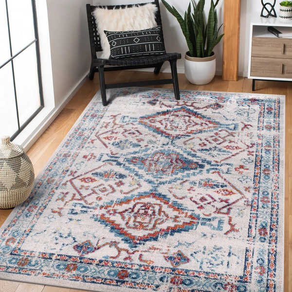 Area Rugs For Living Room, Bedroom, Kitchen, Dining Room | Oriental Design Carpet | Soft Medium Pile | Traditional Vintage Rug | Stain Resistant (Cream Blue, 160X230 CM) – 80 x 150 cm (Rectangular) – Multicolor 2