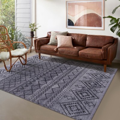 Rugs Living Room - Machine Washable Rug, Low Pile Non-Slip Area Rug - Area Rugs for Livingroom Bedroom Kitchen - Pet Friendly Carpet, Modern Room Decor (Red, 120X180) – Grey – 160 x 230 cm (Rectangular)