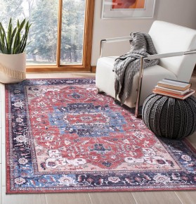 Washable Anatolian Pattern Rug – Non-Slip Soft Area Carpet for Living Room & Bedroom | NETLINE HOME – Red Multicolor – 160 x 230 cm (Rectangular)