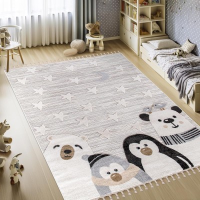 Kids Rug – Soft & Playful Area Rug for Children's Room, Nursery & Playroom | Non-Shedding, Hypoallergenic, Pet-Friendly & Durable | Cute Cartoon Designs for Kids (SOFT GRAY, 200X290) – Soft Gray – 160 x 230 cm (Rectangular)