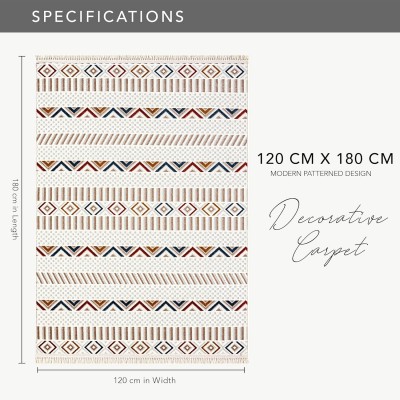 Area Rug for Living Room, Bedroom & Hallway – Soft & Durable Low Pile Area Rugs – Bohemian, Aztec & Boho Style – Pet & Kid-Friendly, Ideal for High-Traffic Areas (BEIGE, 120X180) – Beige – 160 x 230 cm (Rectangular)