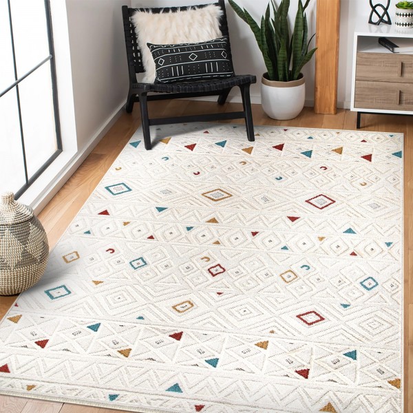 Area Rug for Living Room – Modern Textured Polypropylene Carpet | Non-Shedding, Medium Pile Geometric Rug for Bedroom, Dining Room & Home Decor (TAUPE, 120X180) – Ivory – 200 x 290 cm (Rectangular)