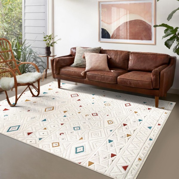 Area Rug for Living Room – Modern Textured Polypropylene Carpet | Non-Shedding, Medium Pile Geometric Rug for Bedroom, Dining Room & Home Decor (TAUPE, 120X180) – Ivory – 160 x 230 cm (Rectangular)