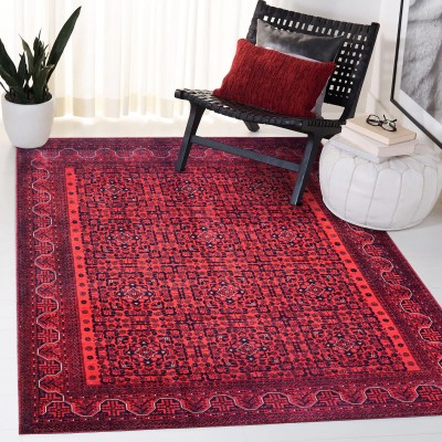 Washable Anatolian Pattern Rug – Non-Slip Soft Area Carpet for Living Room & Bedroom | NETLINE HOME – Red – 80 x 240 cm (Rectangular)