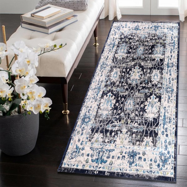 Area Rugs For Living Room, Bedroom, Kitchen, Dining Room | Oriental Design Carpet | Soft Medium Pile | Traditional Vintage Rug | Stain Resistant (Cream Blue, 160X230 CM) – 160 x 230 cm (Rectangular) – Blue Colorful