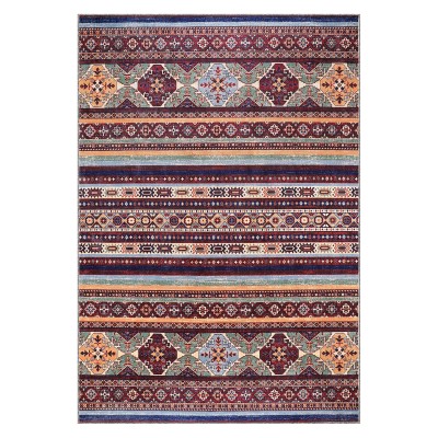 Rugs Living Room - Washable Rug - Area Rug - Non-Slip Rugs Carpet Woven from Cotton - Vintage Rug for Living Room Bedroom Kitchen - Kid and Pet Friendly (RED RUG, 80X150 CM) – 120 x 180 cm (Rectangular) – Cream Red Rug