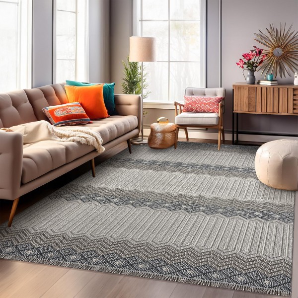 Modern Area Rug for Living Room – Stylish Carpet for Bedroom, Kitchen & Home Decor | Easy to Clean, Non-Shedding & Durable | Kid and Pet Friendly (GRAY IVORY, 80X150) – Beige Gray – 120 x 180 cm (Rectangular)