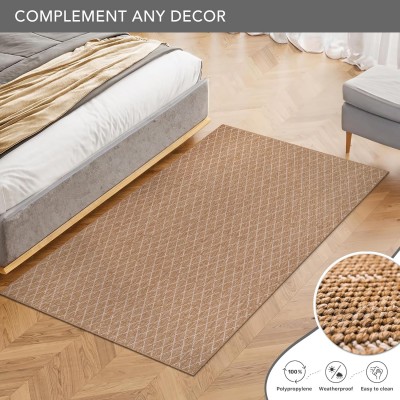 Netline Home Jute-Effect Washable Rug for Indoor and Outdoor Use – Beige 2 – 200 x 290 cm (Rectangular)