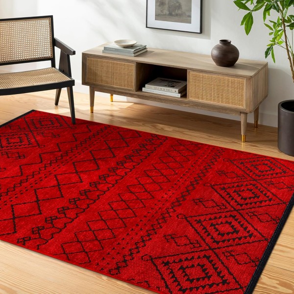 Rugs Living Room - Machine Washable Rug, Low Pile Non-Slip Area Rug - Area Rugs for Livingroom Bedroom Kitchen - Pet Friendly Carpet, Modern Room Decor (Red, 120X180) – Dark Gray – 200 x 290 cm (Rectangular)