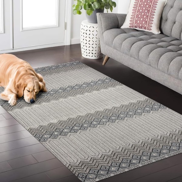 Modern Area Rug for Living Room – Stylish Carpet for Bedroom, Kitchen & Home Decor | Easy to Clean, Non-Shedding & Durable | Kid and Pet Friendly (GRAY IVORY, 80X150) – Gray Ivory – 80 x 150 cm (Rectangular)