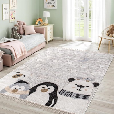 Kids Rug – Soft & Playful Area Rug for Children's Room, Nursery & Playroom | Non-Shedding, Hypoallergenic, Pet-Friendly & Durable | Cute Cartoon Designs for Kids (SOFT GRAY, 200X290) – Light Gray – 200 x 290 cm (Rectangular)
