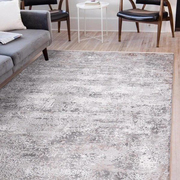 Luxe Area Rug for Living Room | Soft 8mm Pile, High-Density Wilton Woven Carpet | Fade Resistant, Luxury Geometric & Distressed Design for Bedroom, Hallway & Kitchen (ASH GRAY, 80X150) – Beige – 80 x 240 cm (Rectangular)