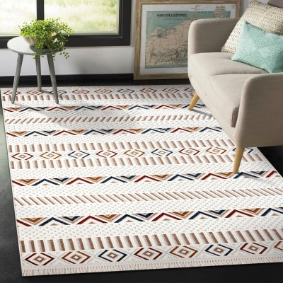 Area Rug for Living Room, Bedroom & Hallway – Soft & Durable Low Pile Area Rugs – Bohemian, Aztec & Boho Style – Pet & Kid-Friendly, Ideal for High-Traffic Areas (BEIGE, 120X180) – Light Beige – 200 x 290 cm (Rectangular)