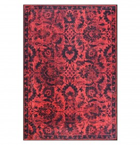 Rugs Living Room - Washable Rug - Area Rug - Non-Slip Rugs Carpet Woven from Cotton - Vintage Rug for Living Room Bedroom Kitchen - Kid and Pet Friendly (RED RUG, 80X150 CM) – 80 x 150 cm (Rectangular) – White Rug