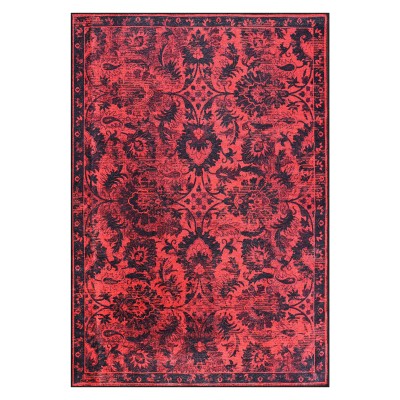 Rugs Living Room - Washable Rug - Area Rug - Non-Slip Rugs Carpet Woven from Cotton - Vintage Rug for Living Room Bedroom Kitchen - Kid and Pet Friendly (RED RUG, 80X150 CM) – 80 x 150 cm (Rectangular) – White Rug
