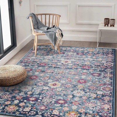 Area Rugs For Living Room, Bedroom, Kitchen, Dining Room | Oriental Design Carpet | Soft Medium Pile | Traditional Vintage Rug | Stain Resistant (Cream Blue, 160X230 CM) – 80 x 240 cm (Rectangular) – Yellow Blue