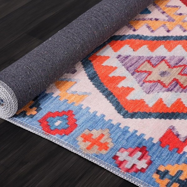 Washable Anatolian Pattern Rug – Non-Slip Soft Area Carpet for Living Room & Bedroom | NETLINE HOME – Multicolor – 80 x 150 cm (Rectangular)