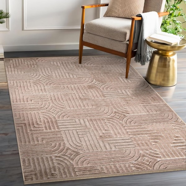 Area Rug for Living Room – Modern Textured Polypropylene Carpet | Non-Shedding, Medium Pile Geometric Rug for Bedroom, Dining Room & Home Decor (TAUPE, 120X180) – Dark Gray – 160 x 230 cm (Rectangular)