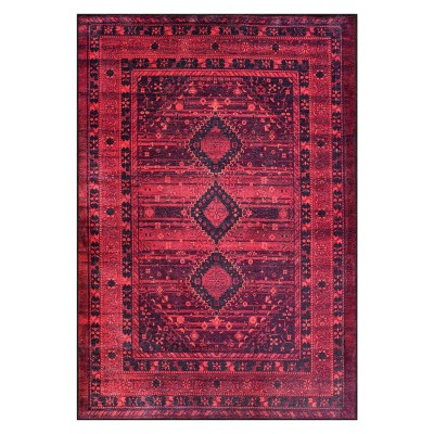 Rugs Living Room - Washable Rug - Area Rug - Non-Slip Rugs Carpet Woven from Cotton - Vintage Rug for Living Room Bedroom Kitchen - Kid and Pet Friendly (RED RUG, 80X150 CM) – 200 x 290 cm (Rectangular) – Naturel Rug
