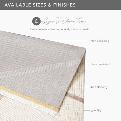 Area Rug for Living Room – Soft & Durable Carpet for Bedroom, Kitchen & Hallway – Easy to Clean, Pet & Kid Friendly Geometric Beige & Cream Rug (CREAM 2, 160X230) – Cream – 120 x 180 cm (Rectangular)