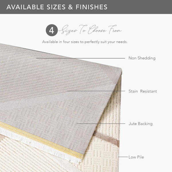 Area Rug for Living Room – Soft & Durable Carpet for Bedroom, Kitchen & Hallway – Easy to Clean, Pet & Kid Friendly Geometric Beige & Cream Rug (CREAM 2, 160X230) – Cream – 120 x 180 cm (Rectangular)