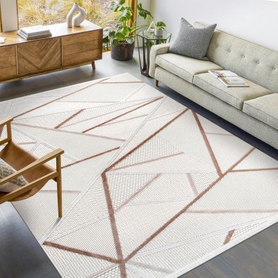 Area Rug for Living Room – Soft & Durable Carpet for Bedroom, Kitchen & Hallway – Easy to Clean, Pet & Kid Friendly Geometric Beige & Cream Rug (CREAM 2, 160X230) – Cream - Beige – 80 x 150 cm (Rectangular)