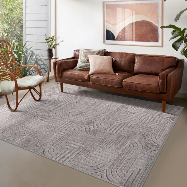 Area Rug for Living Room – Modern Textured Polypropylene Carpet | Non-Shedding, Medium Pile Geometric Rug for Bedroom, Dining Room & Home Decor (TAUPE, 120X180) – Taupe – 120 x 180 cm (Rectangular)