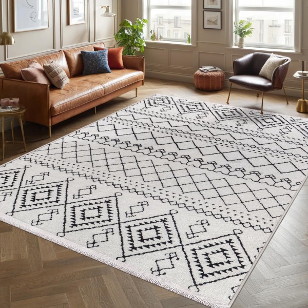 Rugs Living Room - Machine Washable Rug, Low Pile Non-Slip Area Rug - Area Rugs for Livingroom Bedroom Kitchen - Pet Friendly Carpet, Modern Room Decor (Red, 120X180) – Brown – 200 x 290 cm (Rectangular)