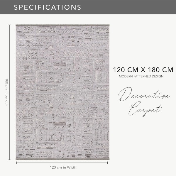 Modern Area Rug for Living Room – Durable, Non-Shedding Carpet for Bedroom, Kitchen & Hallway Rugs | Easy to Clean, Lightweight & Low Pile Design (GRAY, 120X180) – Grey – 80 x 150 cm (Rectangular)