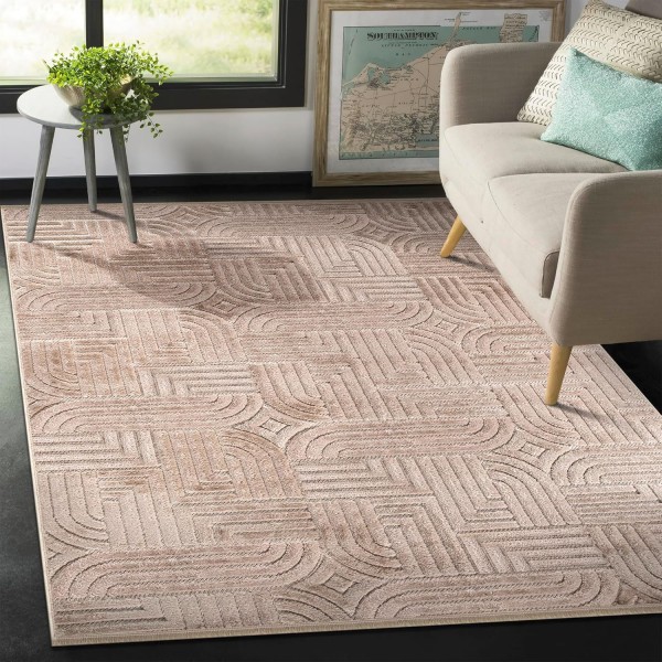 Area Rug for Living Room – Modern Textured Polypropylene Carpet | Non-Shedding, Medium Pile Geometric Rug for Bedroom, Dining Room & Home Decor (TAUPE, 120X180) – Taupe – 160 x 230 cm (Rectangular)