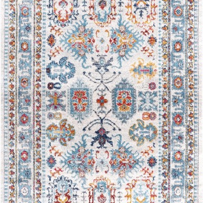 Area Rugs For Living Room, Bedroom, Kitchen, Dining Room | Oriental Design Carpet | Soft Medium Pile | Traditional Vintage Rug | Stain Resistant (Cream Blue, 160X230 CM) – 80 x 150 cm (Rectangular) – Orange