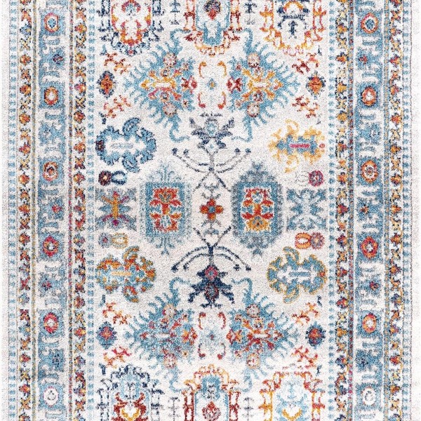 Area Rugs For Living Room, Bedroom, Kitchen, Dining Room | Oriental Design Carpet | Soft Medium Pile | Traditional Vintage Rug | Stain Resistant (Cream Blue, 160X230 CM) – 80 x 150 cm (Rectangular) – Orange